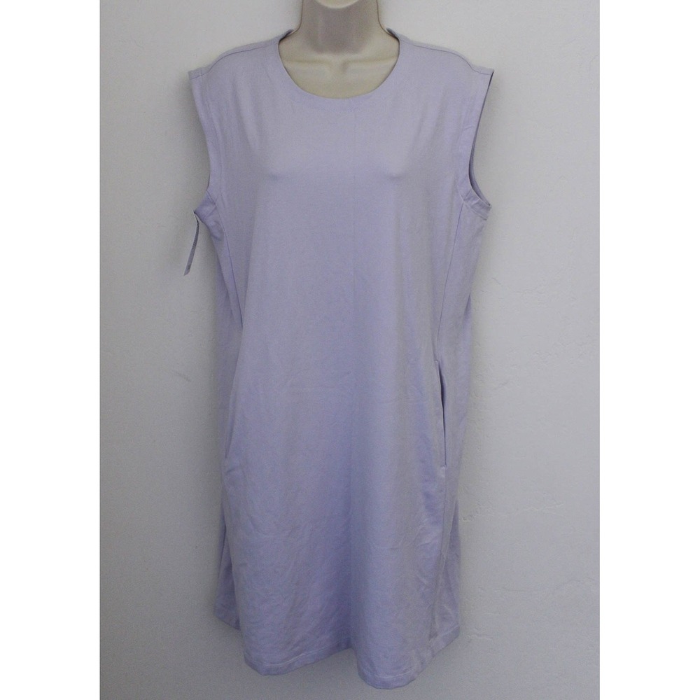 Eileen Fisher T-Shirt Dress Small Purple Pullover Organic Cotton Pockets Relaxed